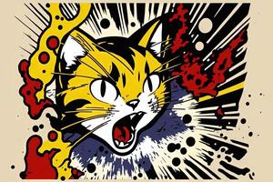 cute cat kitten in colorful pop art illustration photo