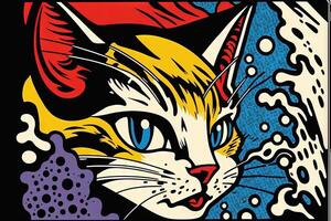 cute cat kitten in colorful pop art illustration photo