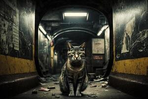 Cat in new york city Underground illustration photo