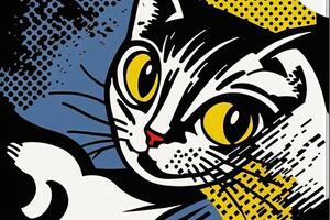 cute cat kitten in colorful pop art illustration photo