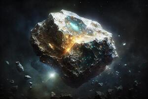 asteroide hecho de diamantes en profundo espacio ilustración generativo ai foto