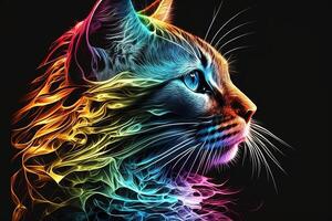 gato arco iris colores ilustración generativo ai foto