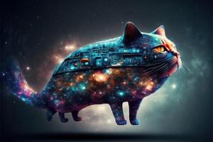 gato forma astronave ilustración generativo ai foto