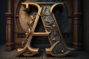 A 3d medieval letter Medieval style alphabet collection letter illustration photo