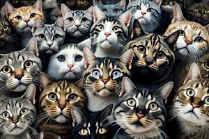 many cats looking at you illustration photo