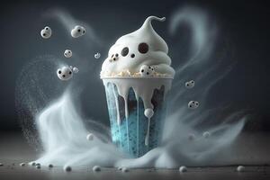 spooky milk shake ghost illustration photo