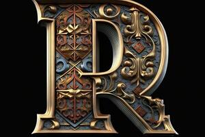 R 3d medieval letter Medieval style alphabet collection letter illustration photo