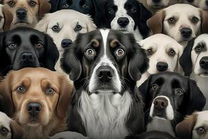 many dogs looking at you illustration photo