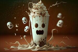 spooky milk shake ghost illustration photo