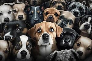 many dogs looking at you illustration photo