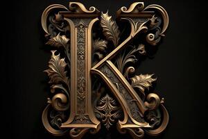 K 3d medieval letter Medieval style alphabet collection letter illustration photo