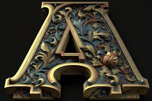 A 3d medieval letter Medieval style alphabet collection letter illustration generative ai photo