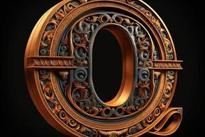 Q 3d medieval letter Medieval style alphabet collection letter illustration photo