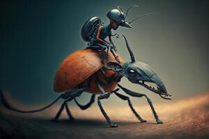Man riding ant Illustration photo