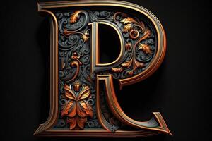 R 3d medieval letter Medieval style alphabet collection letter illustration photo