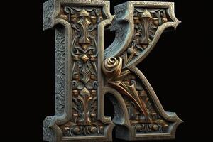 K 3d medieval letter Medieval style alphabet collection letter illustration photo