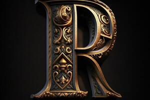 R 3d medieval letter Medieval style alphabet collection letter illustration photo