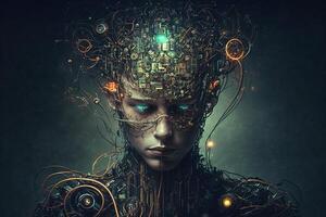 Mind Machine Interface allows you to connect your mind directly to machines and technology, enabling you to control and manipulate digital devices and environments illustration photo