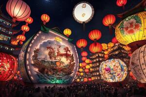 Celebrating the Lantern Festival, Lunar New Years grand finale illustration photo