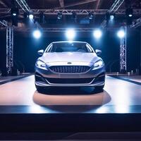 ai generativo ver de un genérico y marca Menos moderno coche en el presentación etapa antecedentes foto