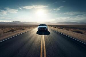 Aerial view of a car on the road photo