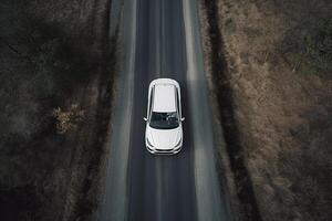 Aerial view of a car on the road photo