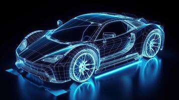 Racing Car Hologram Wireframe. photo
