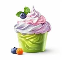 Frozen yogurt is a yogurt and dairy dessert, more tart than ice cream, and low in fat. . photo