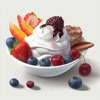 Frozen yogurt is a yogurt and dairy dessert, more tart than ice cream, and low in fat. . photo