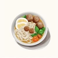 Bakso traditional Indonesian food from meat ball and noodle created using photo