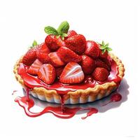 Strawberry pie white background. photo