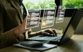 Electronic signature concept, business people sign electronic documents on digital documents. Digital Signature, business contract. future business contract signing photo
