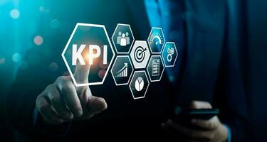 KPI key performance indicator business technology concept. Business executives use business news metrics to measure success against planned targets, Improving business process efficiency photo