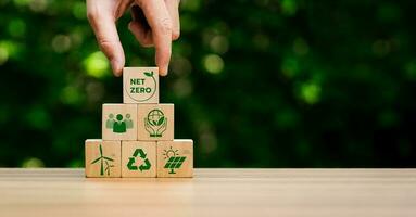 Net zero by 2050. Carbon neutral. Net zero greenhouse gas emissions target. climate neutral long term strategy. No toxic gases, implementing carbon capture and storage technologies. photo