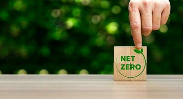 Net zero by 2050. Carbon neutral. Net zero greenhouse gas emissions target. climate neutral long term strategy. No toxic gases, implementing carbon capture and storage technologies. photo
