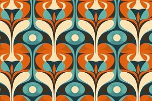 70s Retro Seamless Pattern. 60s and 70s Aesthetic Style illustration photo