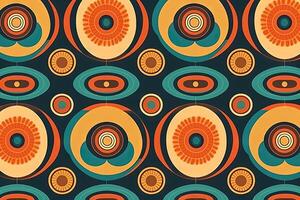 70s Retro Seamless Pattern. 60s and 70s Aesthetic Style illustration photo