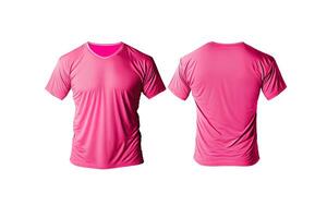 foto realista masculino rosado camisetas con Copiar espacio, frente y espalda vista. ai generado