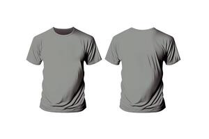 Photo realistic male grey t-shirts with copy space, front and back view.
