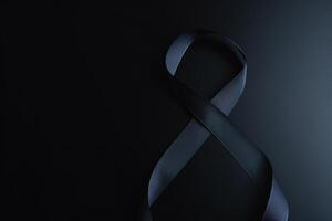 Black mourning ribbon with a dark background. photo
