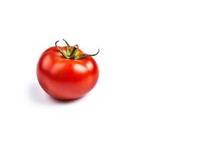 Fresh whole red tomato isolated on white background with copy space. AI Generated photo