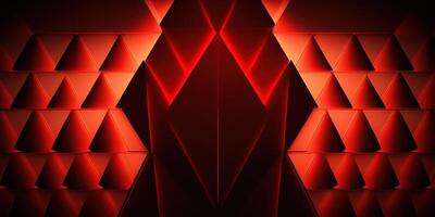 symmetrical red neon light abstract background with lines and shapes. photo