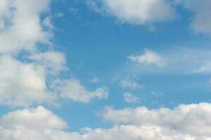 Air clouds on the blue sky. Light blue background in the air. Abstract style with place for text for design photo