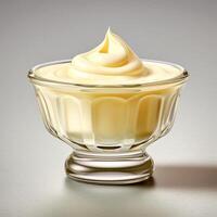 Mayonnaise sauce from vegetable oil, chicken eggs and vinegar. photo