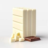 White Chocolate bar on white background. photo