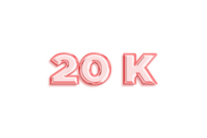 20 k subscribers celebration greeting Number with rose gold design png