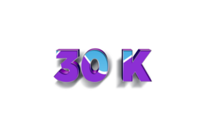 30 k subscribers celebration greeting Number with blue purple design png