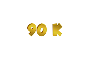 90 K  subscribers celebration greeting banner with Gold Design png