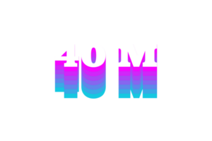 40 million subscribers celebration greeting Number with multi color design png