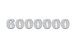 6000000 subscribers celebration greeting Number with glass design png